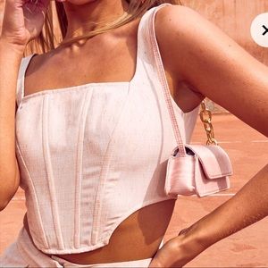 PrettyLittleThing Pale Pink Structured Corset Crop Top